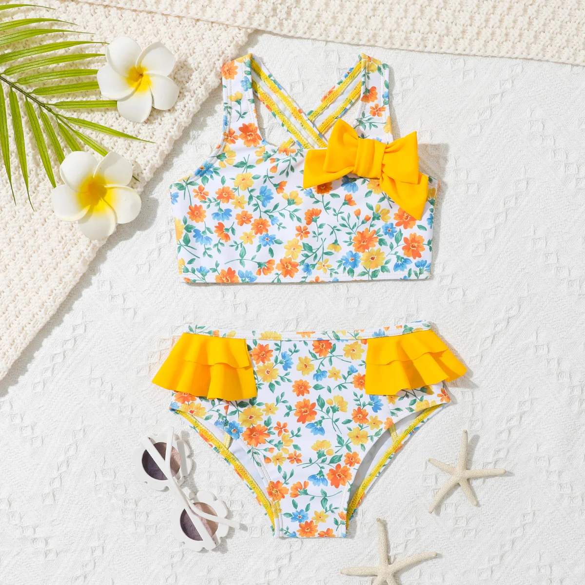 

9M-3Y Girls Swimwear Flower Girls Swimsuit Two pieces Kids Bikini Set Children Swimwear Swimming suit