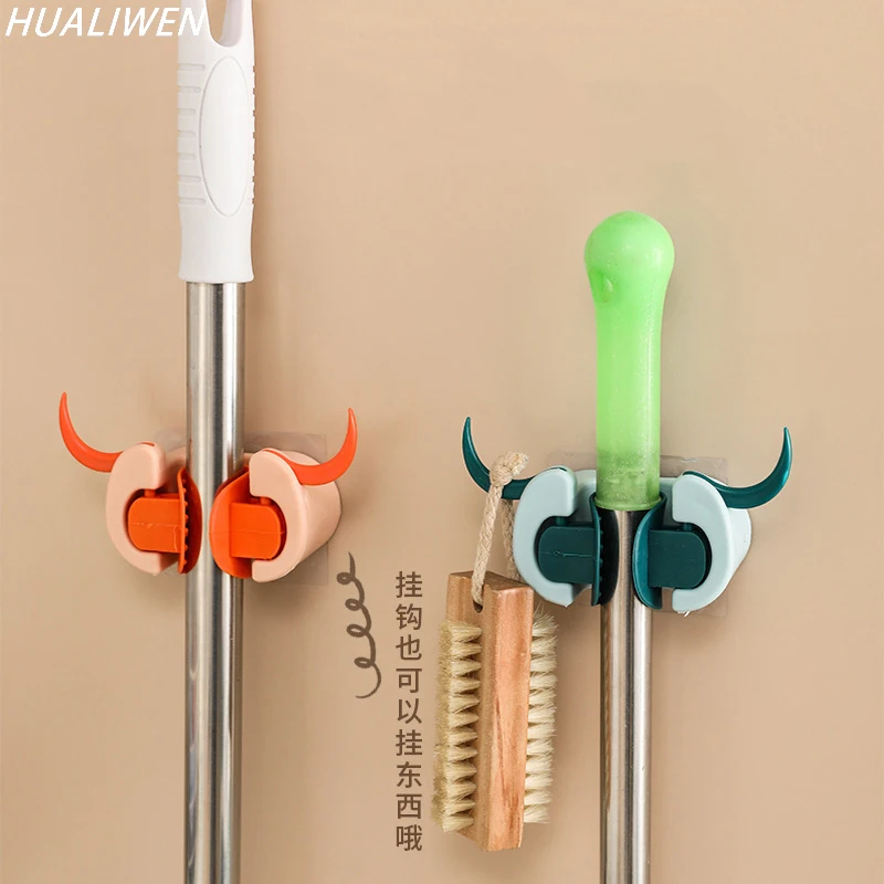 

Adhesive Multi-Purpose Hooks Wall Mounted Mop Organizer Holder Brush Broom Hanger Hook Kitchen Bathroom Strong Hooks