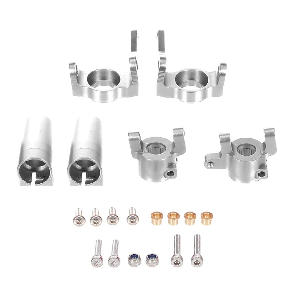 6Pcs Metal Steering Knuckle C Hub Carrier Rear Axle Lock Out Set for AXIAL SCX10 90046 1/10 RC Crawler Parts,Silver