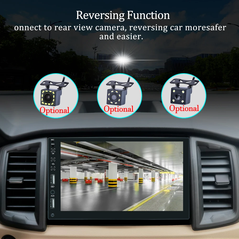 X-reako 1 Din 7 Inch Car Radio Mp5 Player Touch Screen Multimedia With Knob  Usb Bluetooth Fm Mirror Link Universal Autoradio