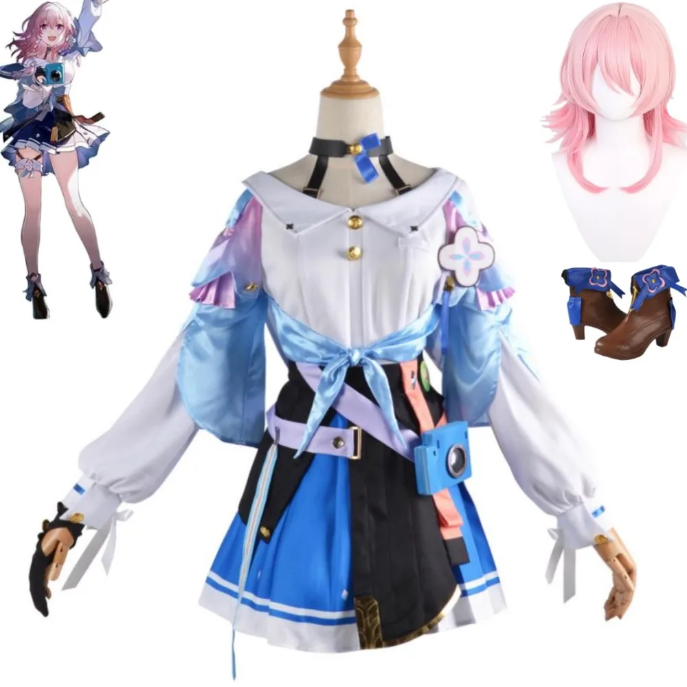 

Костюм для косплея «Game Honkai: Star Rail Mar», 7 марта, Розовая обувь с париком, аниме астральная Экспресс-форма в стиле "Лолита", костюм Хэллоуина