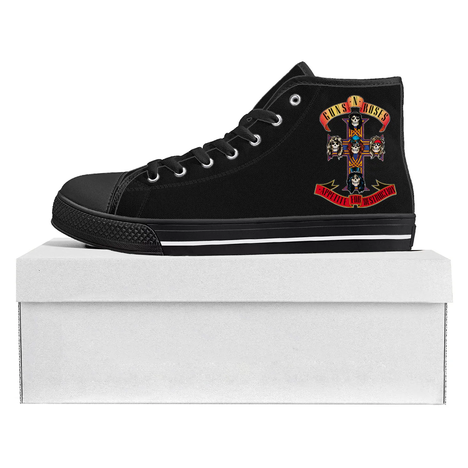 Guns N Roses Heavy Metal Rock Band High Top High Quality Sneakers Mens Womens Teenager Canvas Sneaker Couple Shoes Custom Shoe