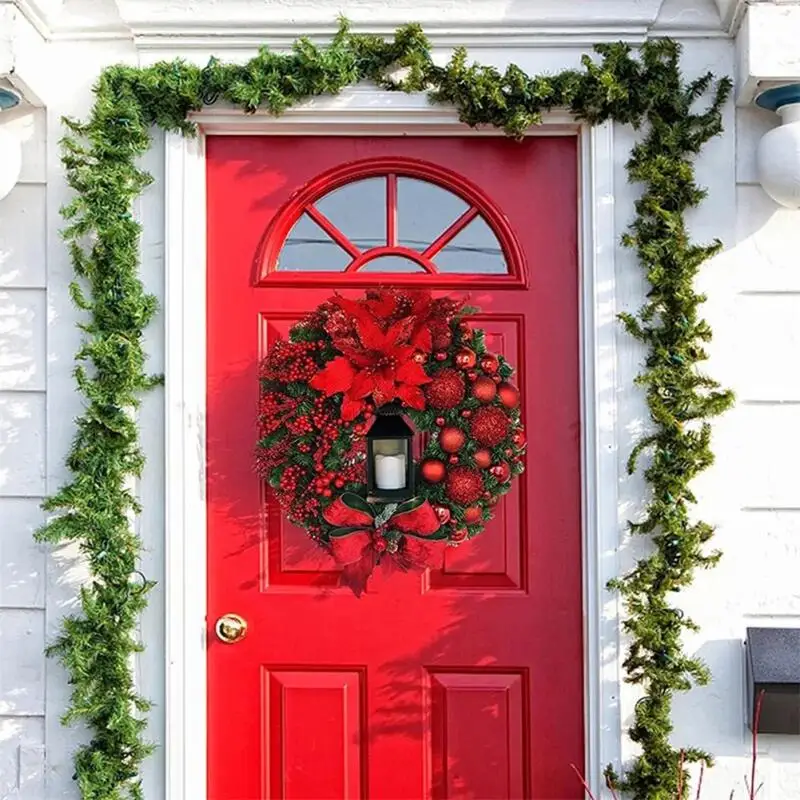 

25/38/43cm Elegant Red Christmas Wreath Champagne Gold Christmas Wreath Window Door Wall Ornament Decorations Home Ornaments