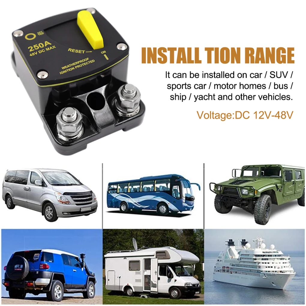

Auto Circuit Breaker Professional Waterproof Audio Amplifier Safe Protection Boat Trolling Reset Fuse Parts 60A