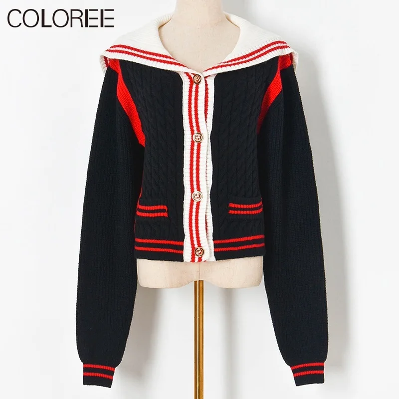 Женский трикотажный кардиган в полоску повседневный модельный дизайнерский