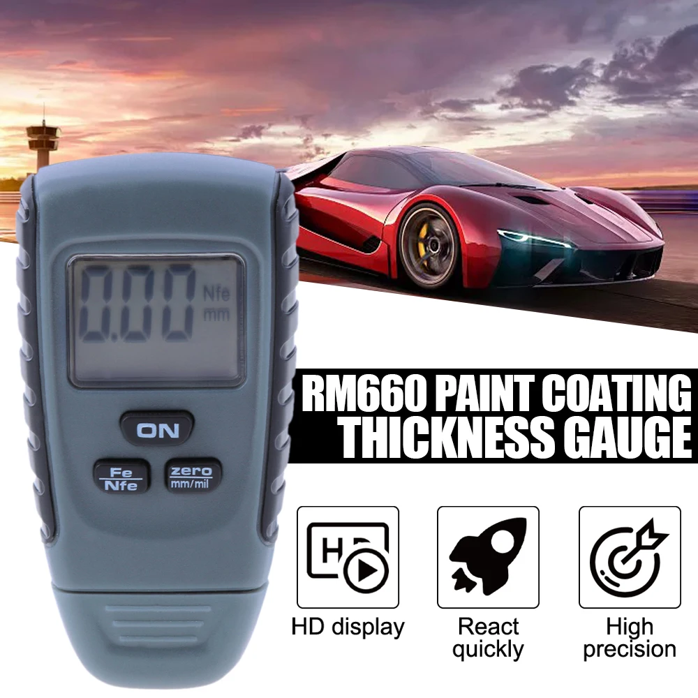

RM660 Digital Coating Thickness Gauge Car Paint Thickness Meter Paint Thickness Tester Thickness Gauge LCD Display Digital Tool