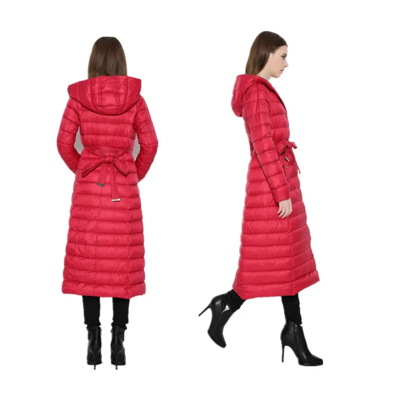 2024 новое брендовое женское длинное зимнее теплое пальто ультралегкое 90% белое