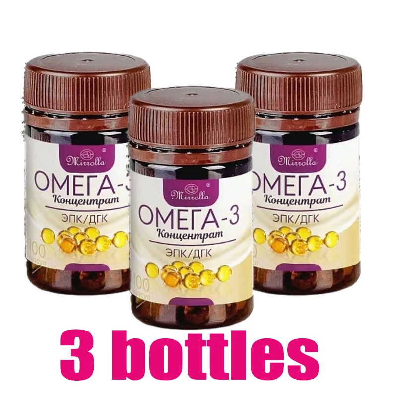 

3 Bottles Deep Sea Fish Oil Omega 3 Supplements EPA ＆ DHA Heart Health Brain Function Healthy Skin and Nails