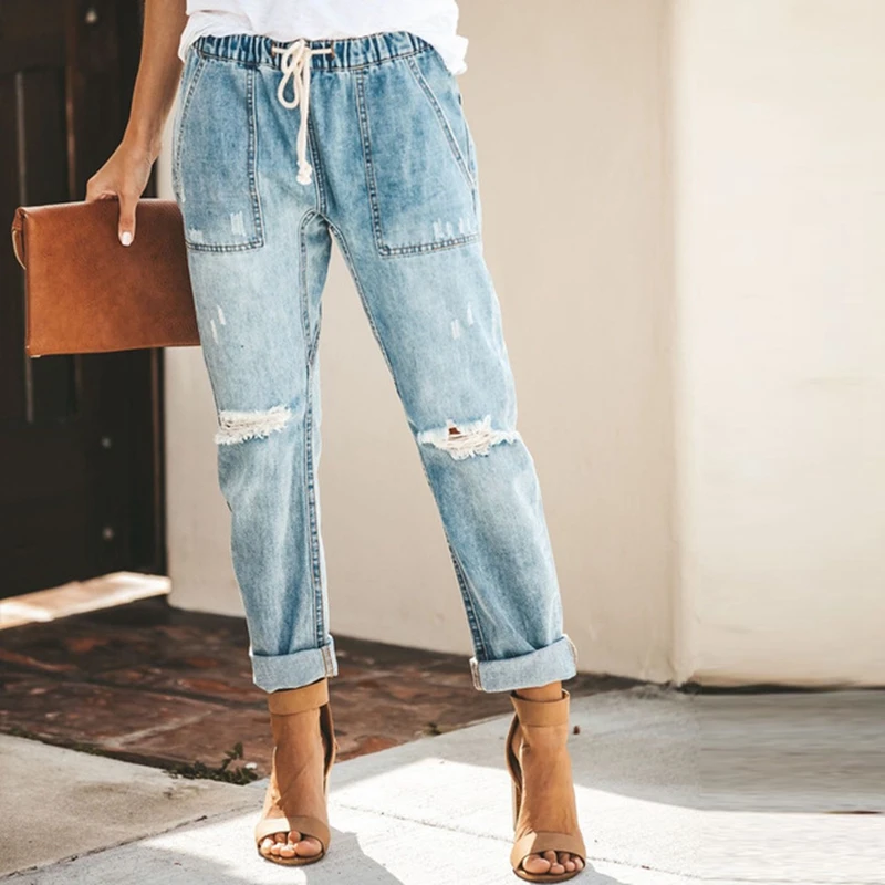 

Harem Pants Vintage Mid Waist Jeans Women Boyfriend Ripped Jeans summer Casual Mom Jeans Cowboy Denim Pants Ladies Jeans