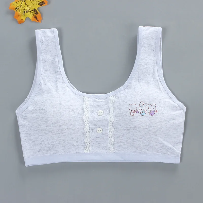 

Girl Vest Cotton Spandex Big Girl's Sport 8-15 Years Adolescente Kids Underwear Letter Racerback Training Teen Bra