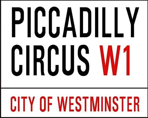 Стильная винтажная табличка для улицы в стиле Пикадилли цирк Вестминстера