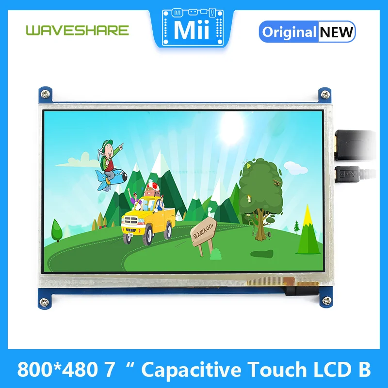 7-дюймовый емкостный сенсорный ЖК-экран Waveshare 800*480 типа B для монитора компьютера Raspberry Pi с поддержкой Windows 10/8.1/8/7