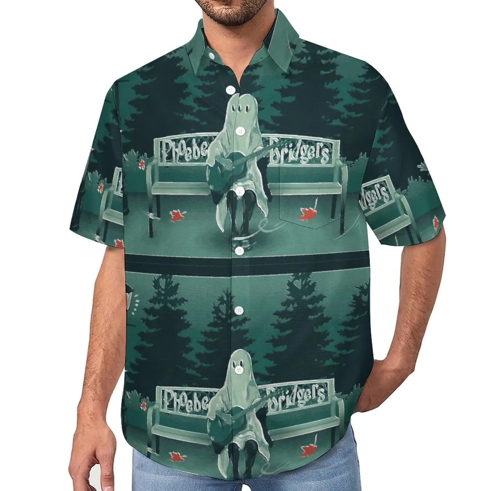 

Повседневные рубашки Phoebe Bridgers, Пляжная рубашка с принтом музыки, Гавайские крутые блузки, мужские Графические Рубашки большого размера 3XL 4XL