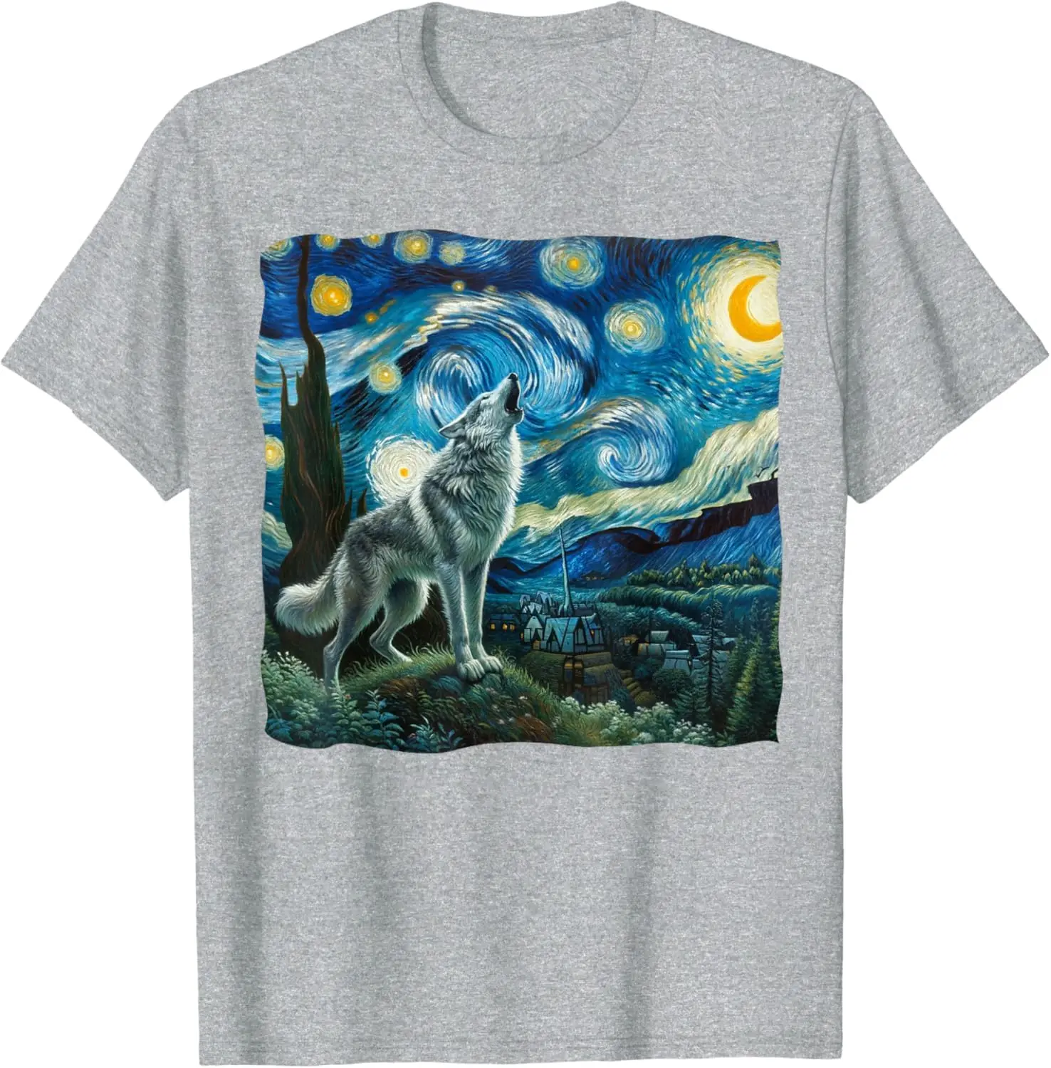 Мужская футболка Wolf Starry Night Howling Moon забавные подарки для мужчин высокое качество