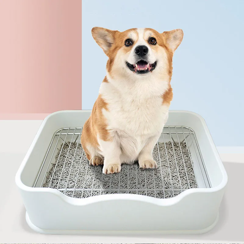 

52x37x15cm Tear-proof Keep Paw dry safety SS304 Indoor Pet Potty Training Toilet Litter Box for Dog Puppy Poop Pad Pooper Clean