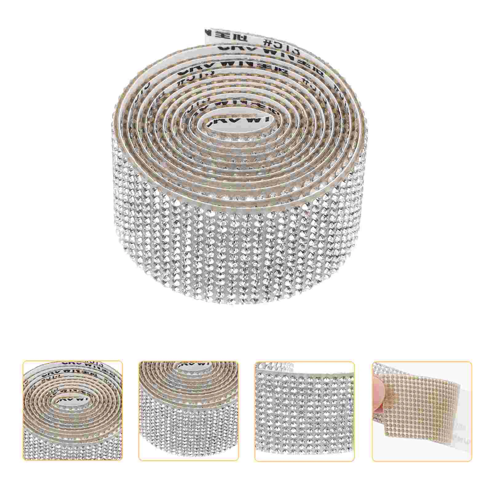 

3 Rolls of Shiny Rhinestone Ribbon Self-adhesive Diamond Strap Clothes DIY Decor