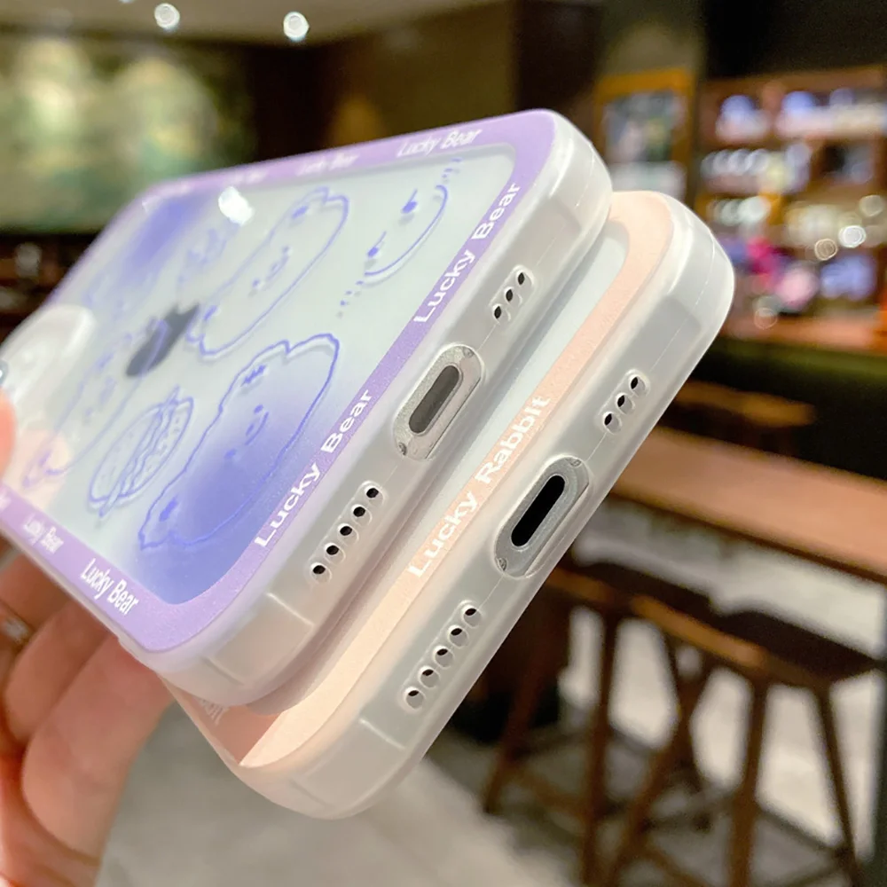 cute bear bunny phone case for iphone 13 pro max case iphone 11 12 pro 8 7 plus x xr xs max 12 13 mini se soft cover clear soft free global shipping