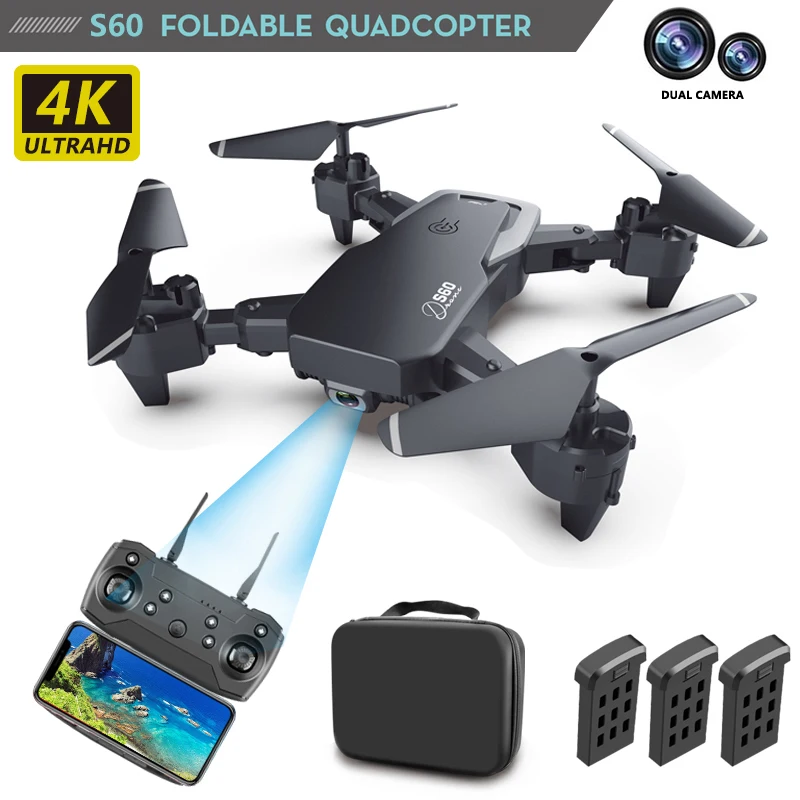 

NEW S60 Drone 4K HD Dual Camera Band WiFi FPV GPS 5G Wide 1080P Angle Drone Foldable Quadcopter Drones RC Helicopter Toy Gift