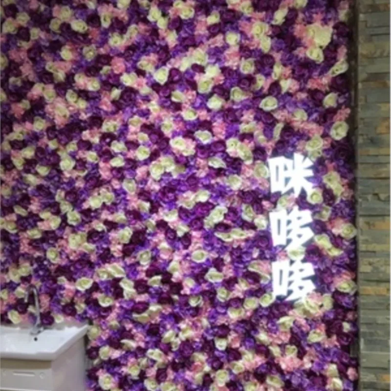 

10PCS/Lot 40cm*60cm Purple & White & Pink Wedding flower backdrop flower wall decoration Wedding Props