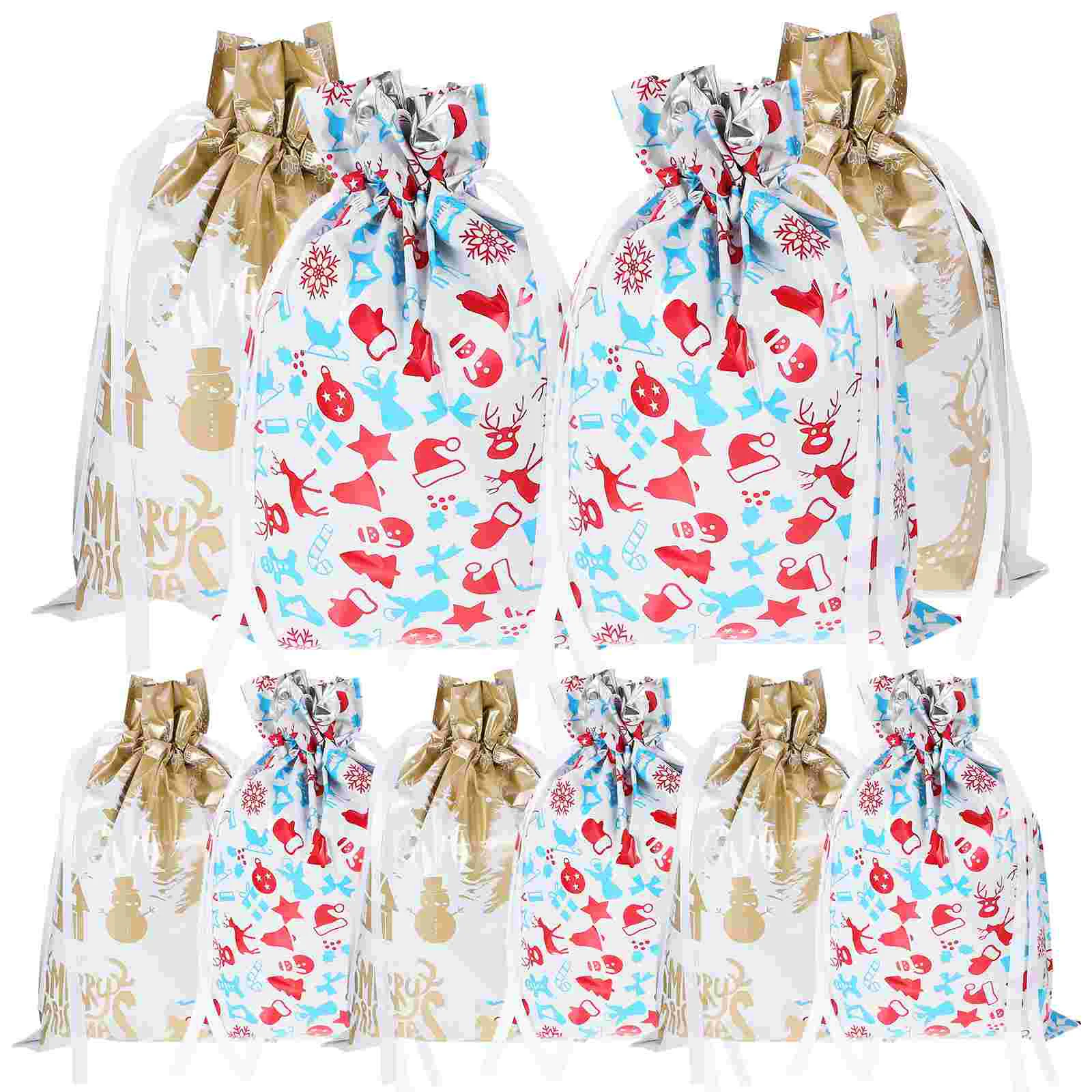 

10 Pcs Birthday Bags Presents Christmas Party Treat Gift Packing Sack Candy Drawstring Storage