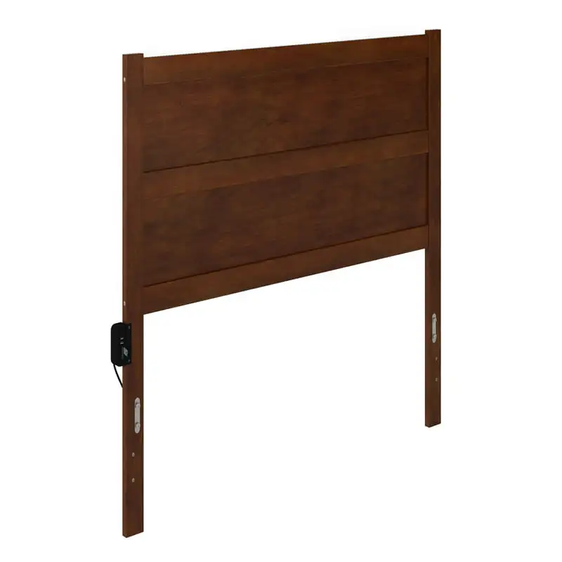 

Panel Wood Headboard with 2 USB Ports, , Walnut