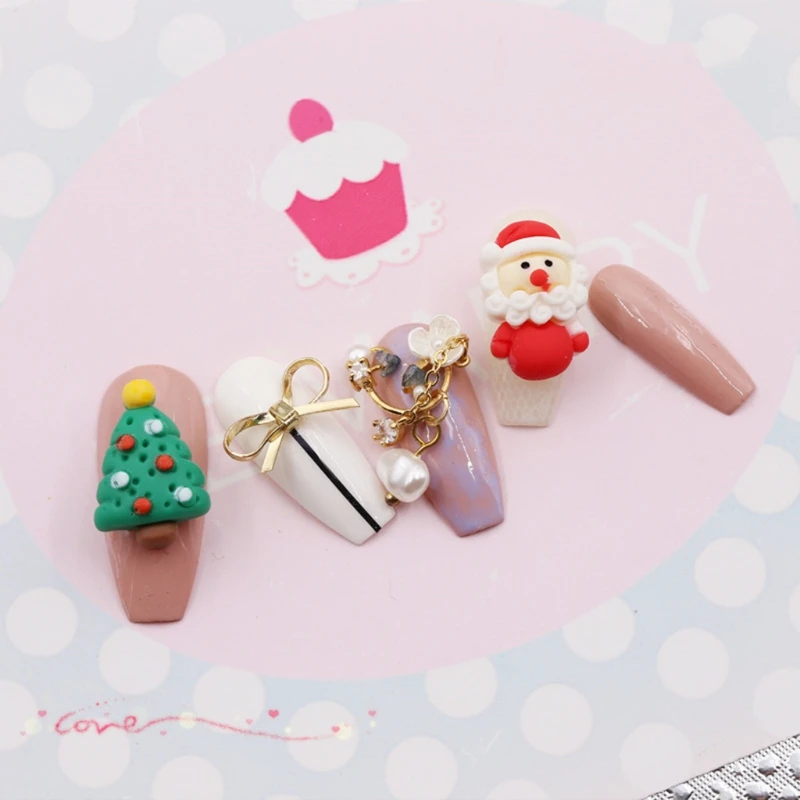 RXJC Подвески для ногтей акриловых Рождественские подвески Смола елки Джингл