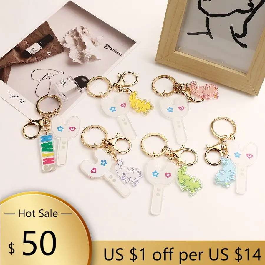 

Kpop Idol New Jean Acrylic Colorful Rabbit Keychain NewJeans Key Chain Key Ring Pendant Fans Collections Accessories
