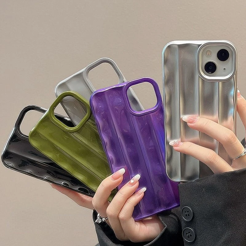 Premium Sense Pleated Phone Case for IPhone14 14Promax 13Promax 11Promax X XSMax 12 Soft Case Full Pack Protective Case Silicone