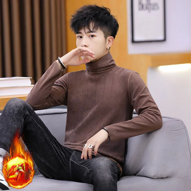 

Мужская зимняя теплая футболка с коротким воротником и длинным рукавом