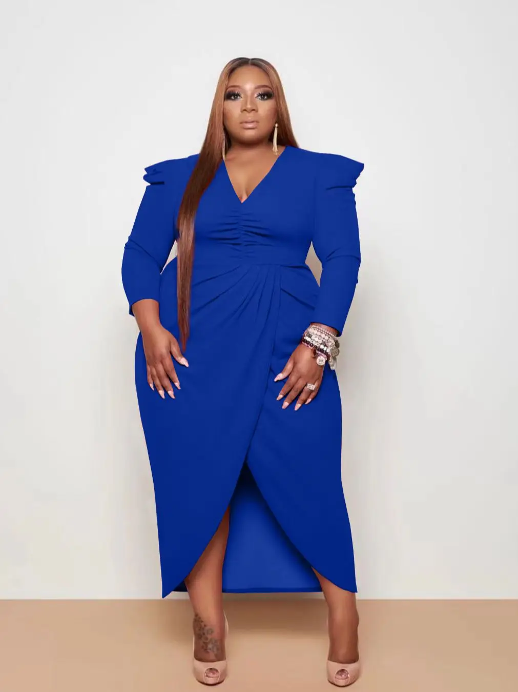 

Plus Size Women 5XL Dresses Solid Long Sleeve Party Elegant Dresses 2022 Autumn Wholesale Evening Clothes Lady Fashion Outfits