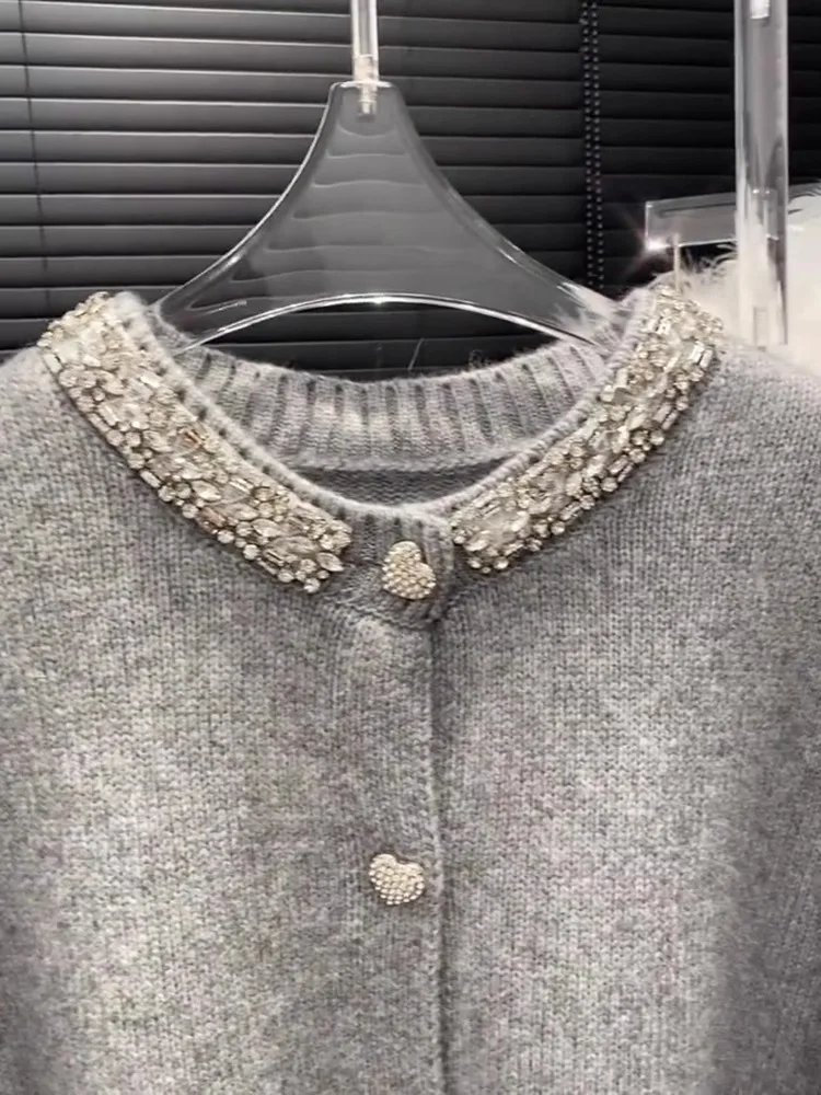 Модный французский высококачественный серый свитер женский осенне-зимний