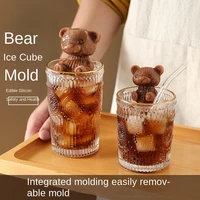 3d bear ice cube mold rose ice tray mold silicone chocolate mousse ice cream mold coffee juice cake decor ice cube maker new