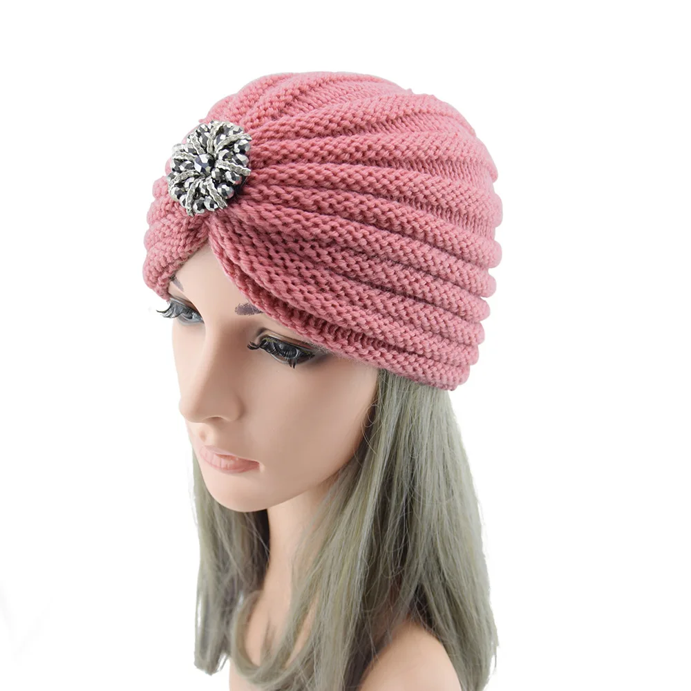 

2022 Winter warm knitting women's simple manual solid color elastic knitting hat skull hair accessories women's cap