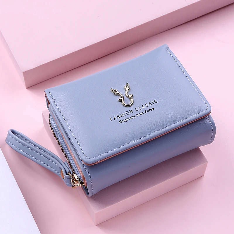 

Antler Decoration Women's Wallet New Fashion Short Coin Purse Card Holder Small Ladies Wallet Female Hasp Mini Clutch