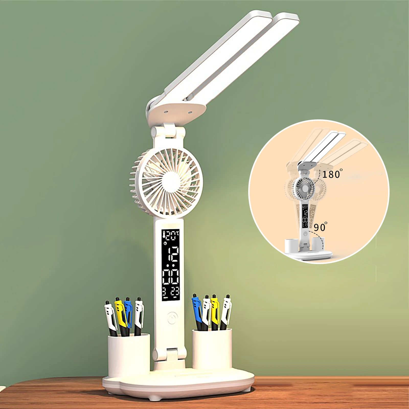 

2000mAh USB Rechargeable Foldable LED Desk Lamp 3Lighting Modes Eye Protection Reading Lamp Dormitory Bedroom Bedside NightLight