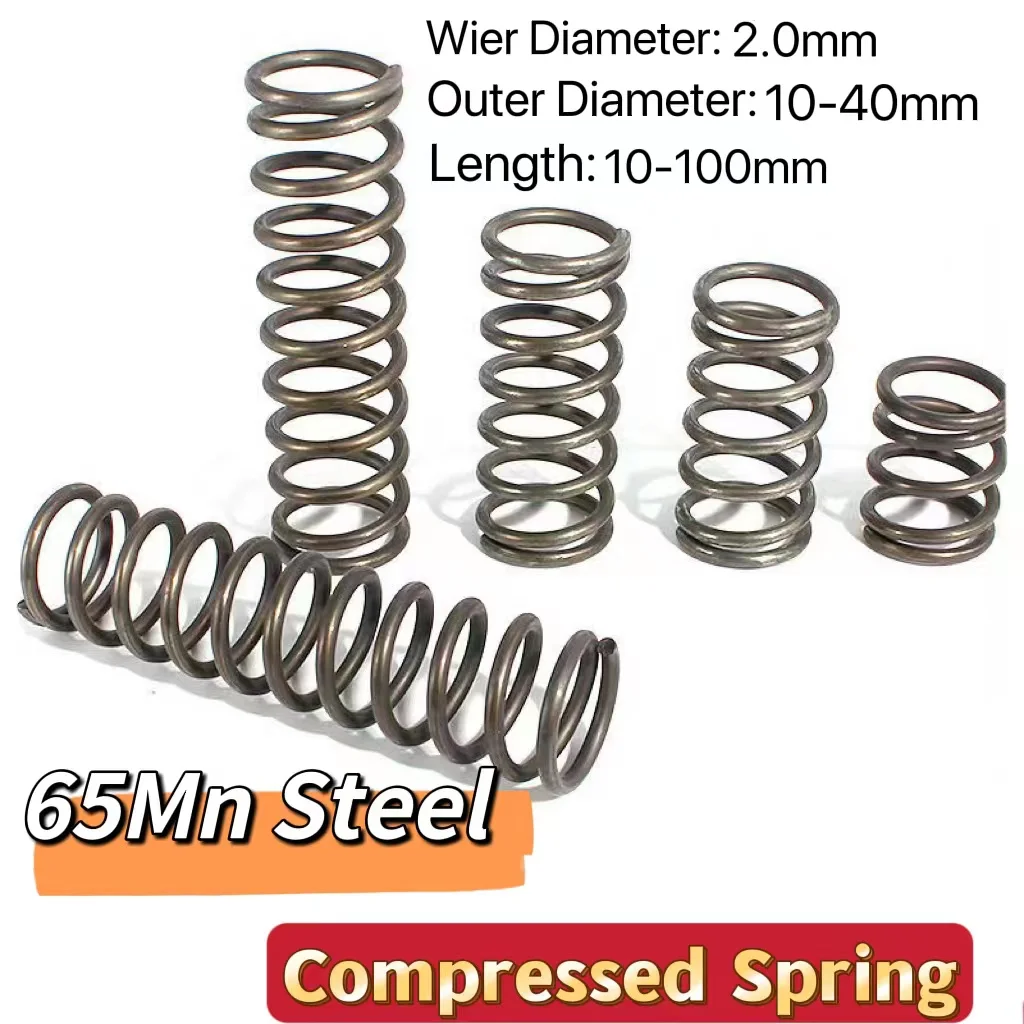 

Shock Absorbing Pressure Return Compression Cylindrical Helical Coil Backspring Compressed Spring 65Mn Steel WD 2.0mm Custom