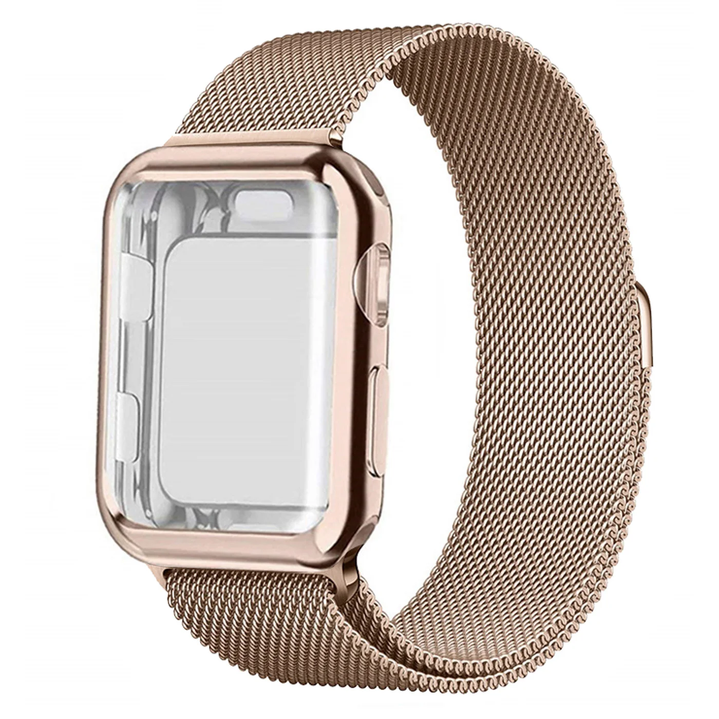 

Case+strap For Apple Watch band 45mm 41mm 40mm 44mm Plated magnetic case+belt stainless steel bracelet iWatch serie 5 4 3 SE 6 7