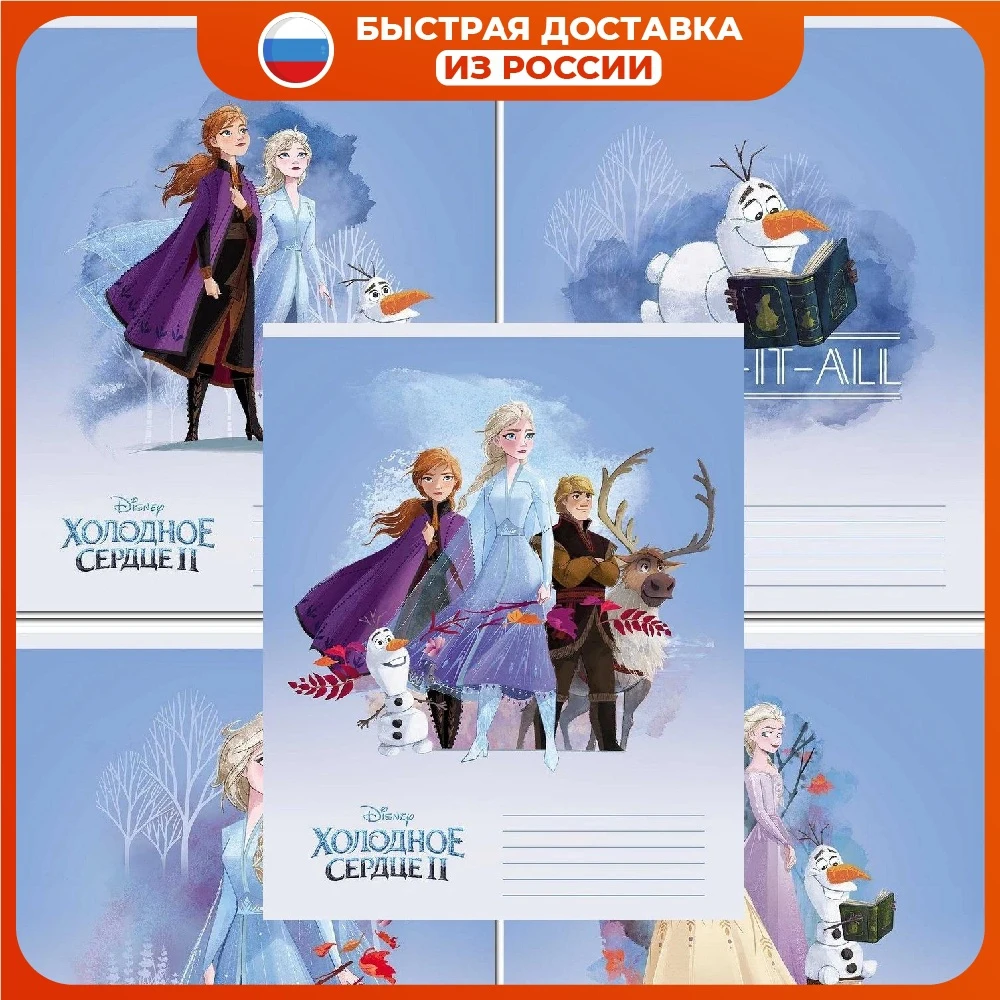 Набор тетрадей 12 л. х 10 шт Hatber &quotХолодное сердце (Disney)&quot клетка на скобе 5 обложек -