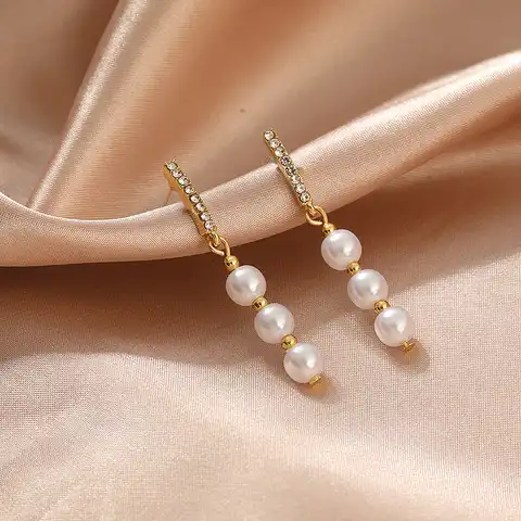 Длинные висячие серьги для женщин 2022 модные висячие серьги с кристаллами с имитацией жемчуга и кисточками винтажные золотые серьги ювелирн...