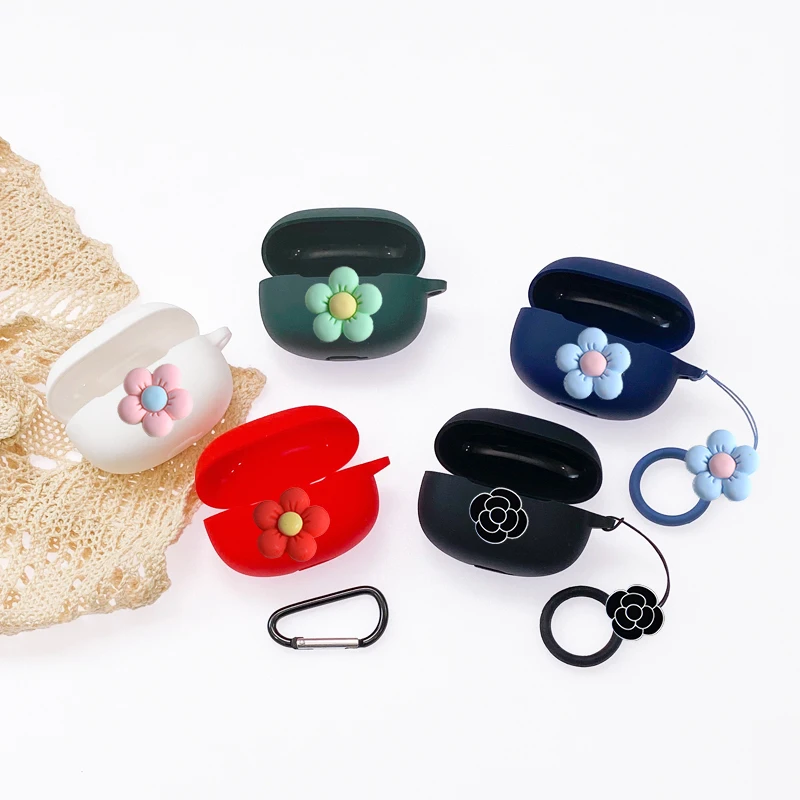 

Cute flower Case for realme Buds Air 3 / Air3 Neo Case Anti-drop Ring Earphone Cover Silicone Hearphone Charging Box fundas