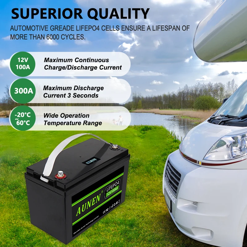 

Lifepo4 Battery 12V 100Ah Brand New Grade A Rechargeable Lithium Iron Phosphate Cell For Solar Boat Golf Cart RV Forklift Motor