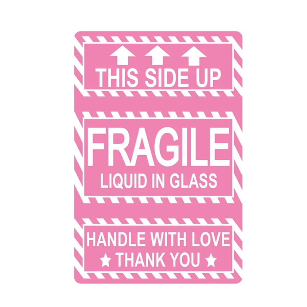 

2 X 3 Inch Pink Fragile Stickers 250 Pcs This Side Up Shipping Labels Handle with Love Thank You Shipping Stickers for Mailing