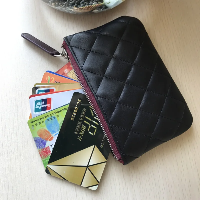 

Top Quality Women Coin Purse Women Minimalist Slim Wallet Cardholder Real Leather Caviar Luxury Purse