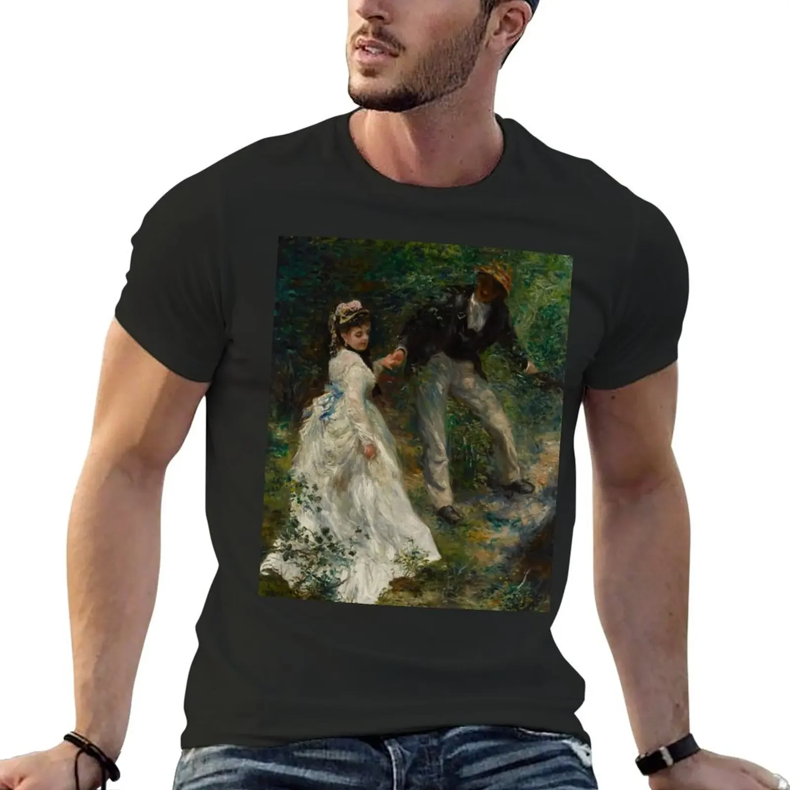 La Promenade - футболка Pierre-Auguste Renoir черные синие арховкие топы милые футболки для
