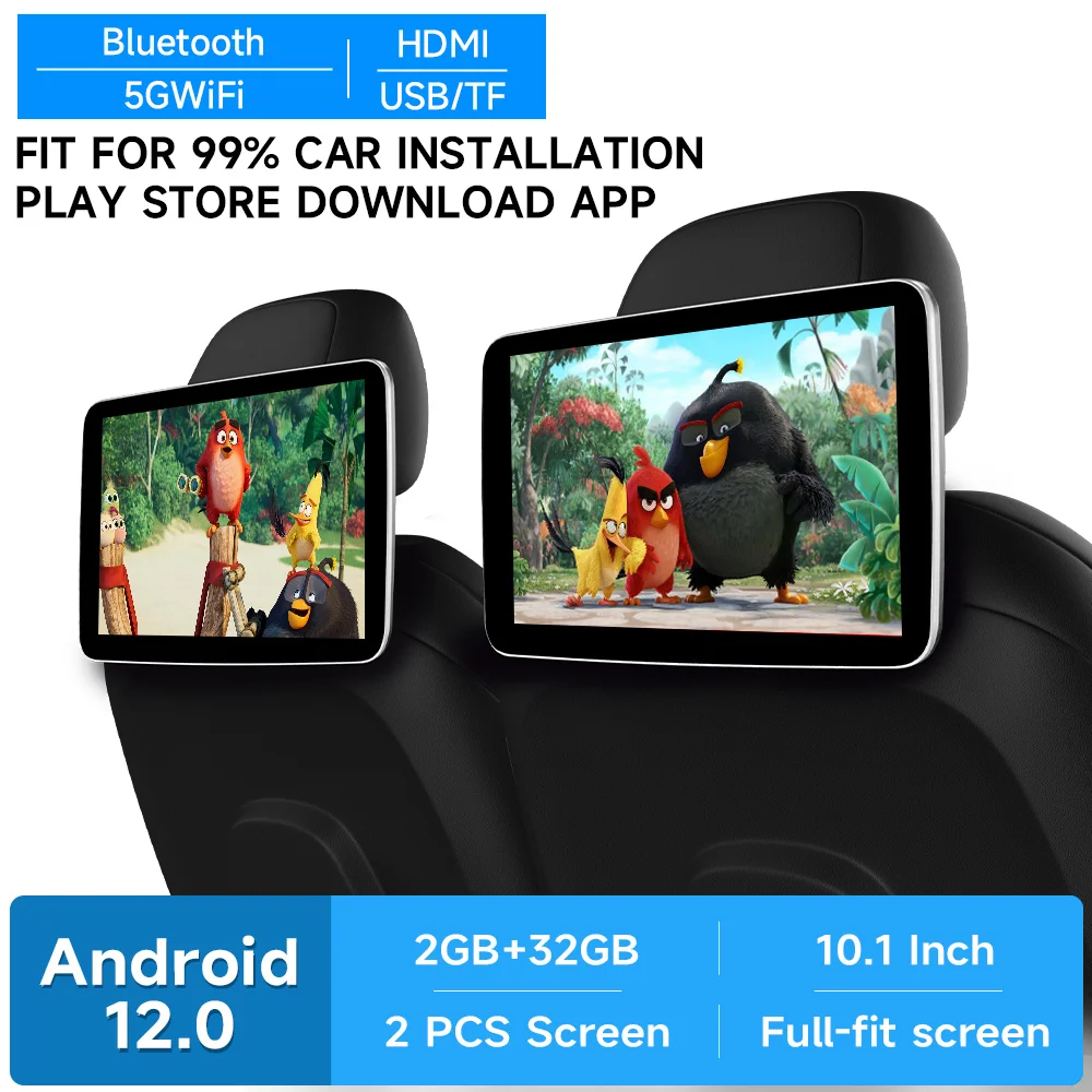 

JIUYIN подголовник монитор дисплей IPS Android12 планшет сенсорный экран для автомобиля плеер заднего сиденья видео музыка Bluetooth AirPlay HDMI