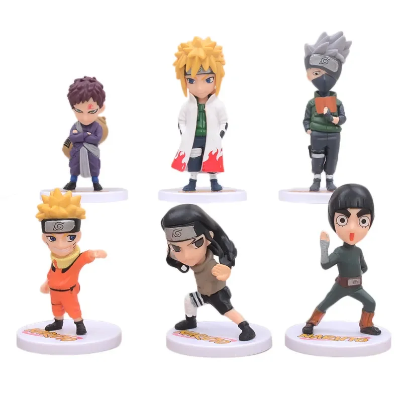 

April New Arrival 6 Pcs/Set NARUTO Figure Hyuga Neji Rock Lee Gaara Namikaze Minato Figurines Anime Decoration OPP