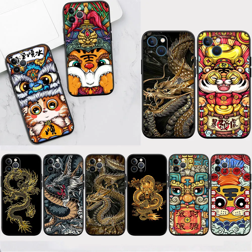 

ZJ27 Chinese Dragon Style Case for Redmi Note K50 5 6 7 8 8T 9 9S 9T 10 10C 10S 11S 10T Pro Max