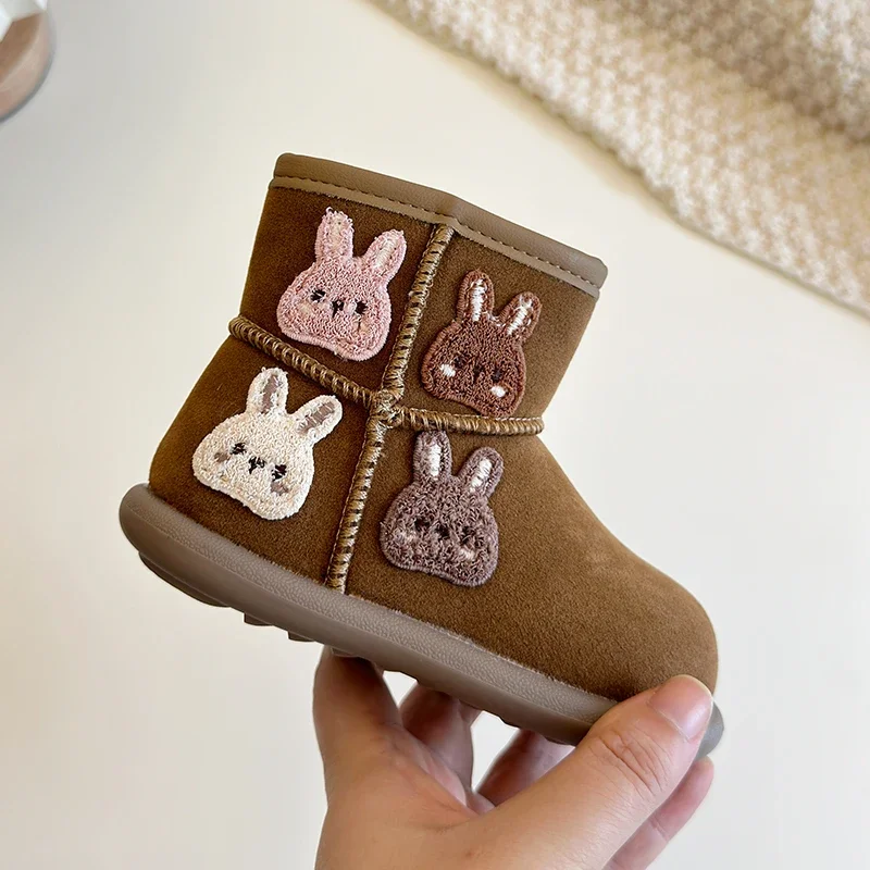 Хлопковая обувь для девочек 2024 зимняя новая стильная с плюшевыми толстыми