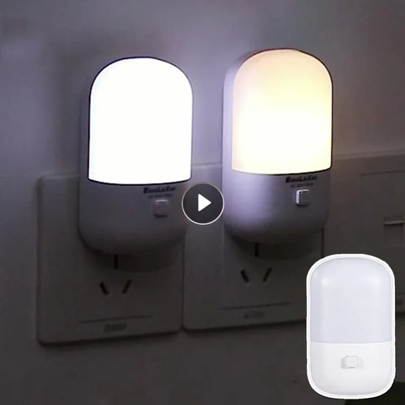 

Energy Saving Night Light Plug-in LED Feeding Socket Lamp Indoor Lighting Bedroom Night Bedside Lamp US/EU Two-color