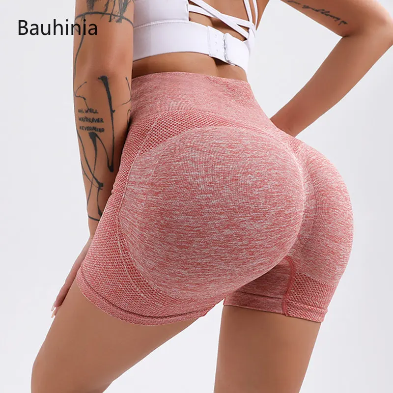 Bauhinia Women Sport Yoga Shorts Fitness Seamless High Waist Gym Push Up Shorts Leggings Running Biker Workout Shorts